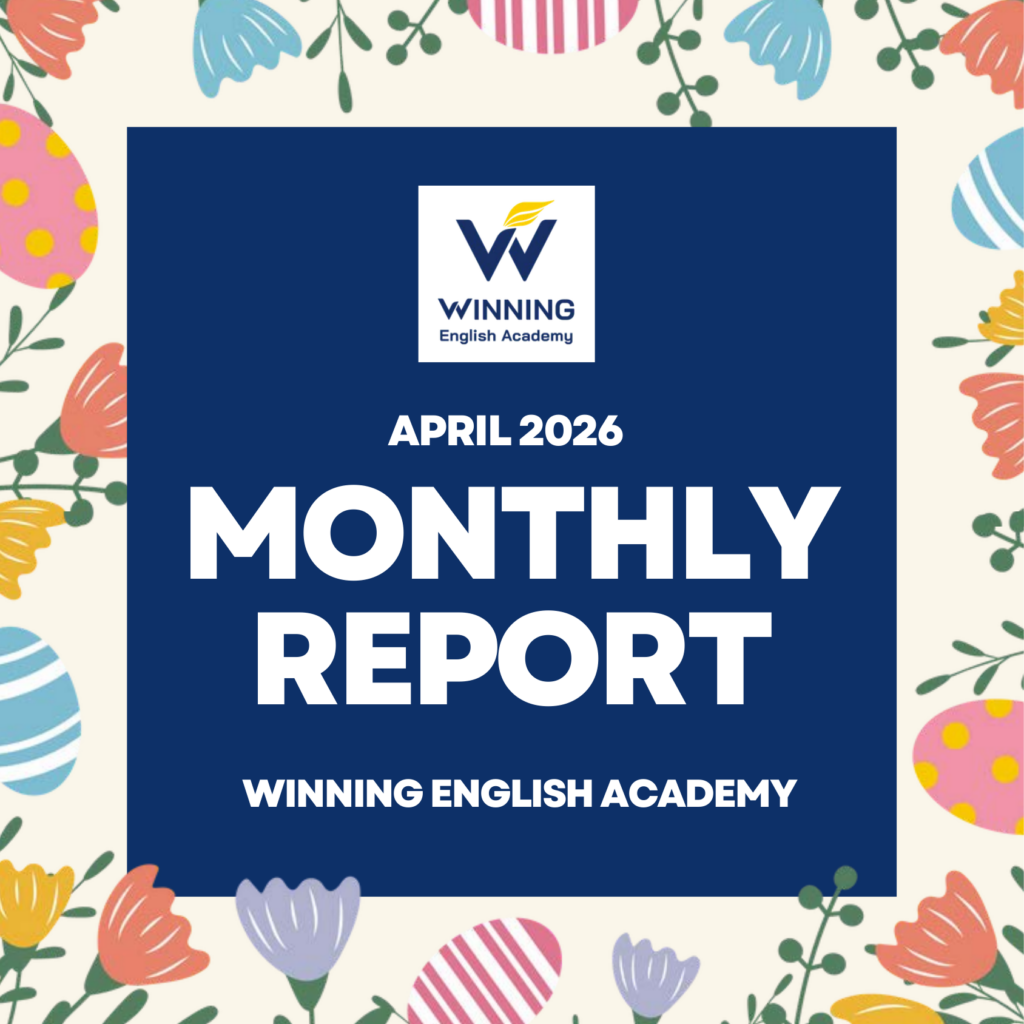 April 2026 cover for WINNING English Academy in Cebu, featuring students and campus life.